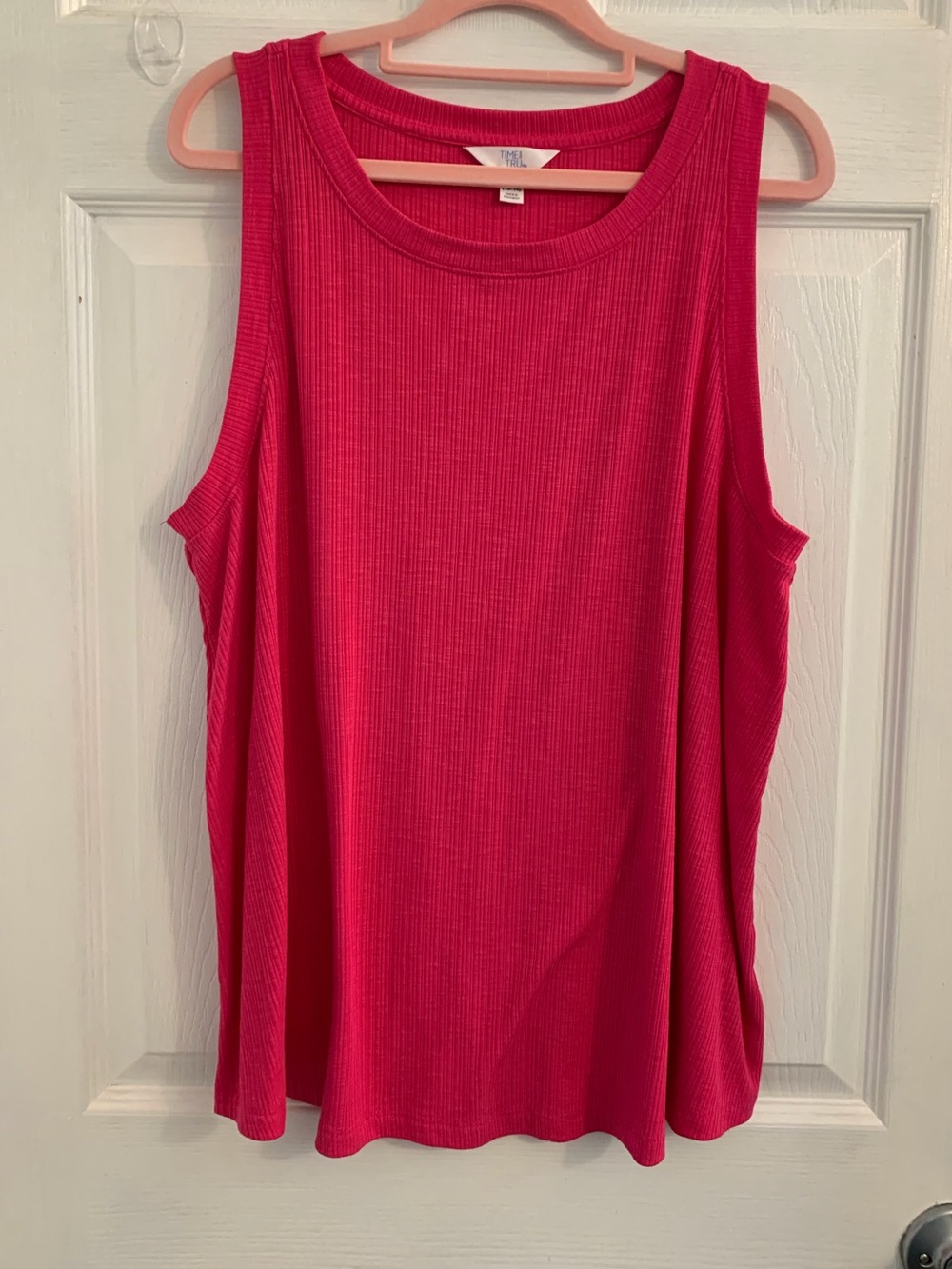 Time and Tru Bright Pink Ribbed Tank Top. Size large $8